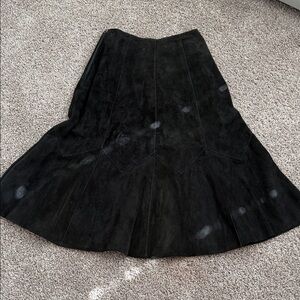 Gorgeous vintage custom made suede a line midi skirt